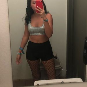 High waisted black rave shorts